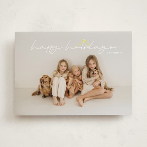 This is a pineapple holiday photo cards with standard by Phrosné Barwood called little cute bow printing on recycled smooth signature in standard