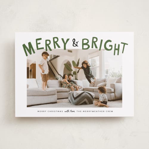 This is a tree farm holiday photo cards with standard by Kamala Nahas called wreck the halls with boughs of jolly printing on recycled smooth signature in standard