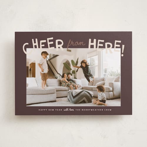 This is a cordial holiday photo cards with standard by Kamala Nahas called wreck the halls with boughs of jolly printing on recycled smooth signature in standard