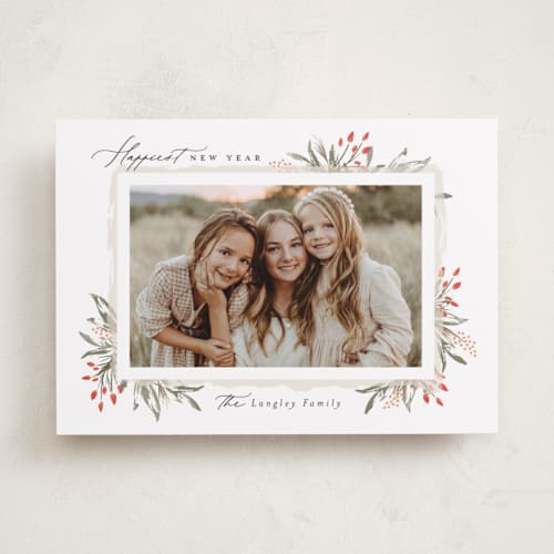 This is a cardinal holiday photo cards with standard by Melanie Kosuge called rustica printing on recycled smooth signature in standard
