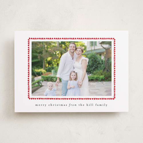 This is a berry holiday photo cards with standard by Sara Hicks Malone called hand drawn scallop printing on recycled smooth signature in standard