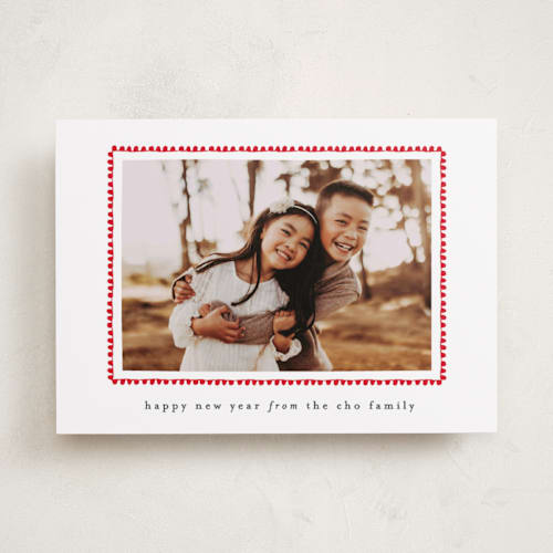 This is a berry holiday photo cards with standard by Sara Hicks Malone called hand drawn scallop printing on recycled smooth signature in standard