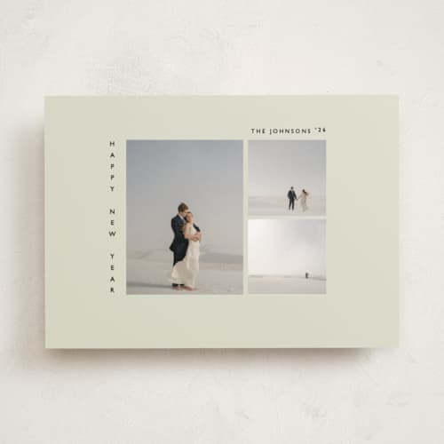 This is a vanilla holiday photo cards with standard by Bryanna Mehner called very merry printing on recycled smooth signature in standard