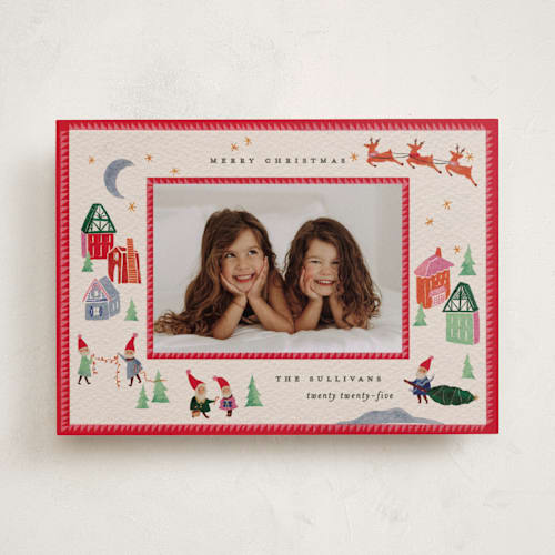 This is a santa holiday photo cards with standard by Julie Murray called north pole party printing on recycled smooth signature in standard