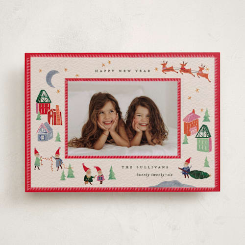 This is a santa holiday photo cards with standard by Julie Murray called north pole party printing on recycled smooth signature in standard