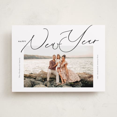 This is a coal holiday photo cards with standard by Jackie Crawford called scripted loop printing on recycled smooth signature in standard