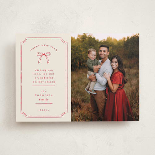 This is a candy cane holiday photo cards with standard by Ashlee Townsend called vintage holiday frame printing on recycled smooth signature in standard