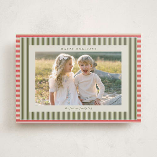 This is a festive holiday photo cards with standard by Carolyn Nicks called chickadee printing on recycled smooth signature in standard