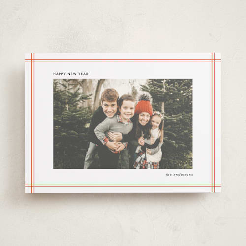 This is a crimson holiday photo cards with standard by Wendy Chung called frameline printing on recycled smooth signature in standard