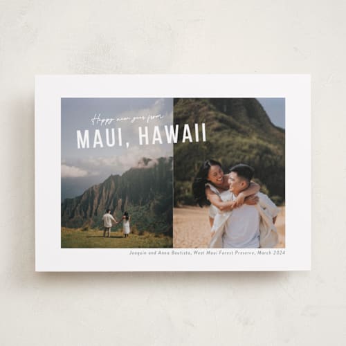 This is a coconut holiday photo cards with standard by Meggy Masters called travel greetings printing on recycled smooth signature in standard