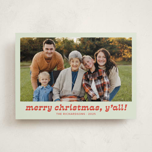 This is a succulent holiday photo cards with standard by Megan Davis called pecos printing on recycled smooth signature in standard