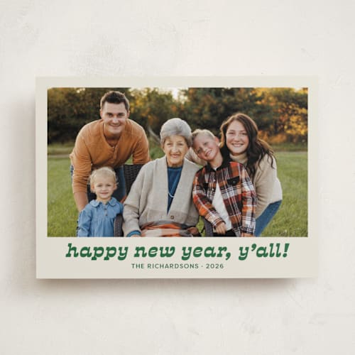 This is a cactus holiday photo cards with standard by Megan Davis called pecos printing on recycled smooth signature in standard