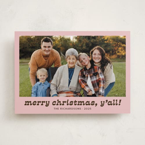 This is a candy holiday photo cards with standard by Megan Davis called pecos printing on recycled smooth signature in standard