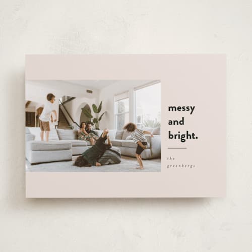This is a blush holiday photo cards with standard by Iveta Angelova called messy & bright printing on recycled smooth signature in standard
