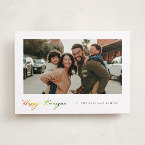 This is a cloud kwanzaa cards with standard by Pixel and Hank called kwanzaa colors printing on recycled smooth signature in standard