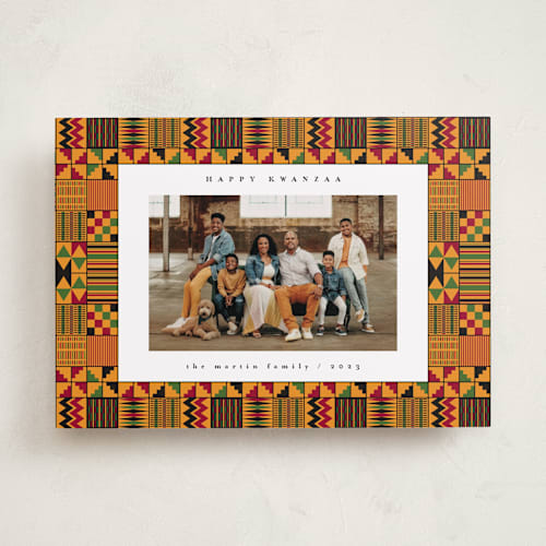 This is a pumpkin kwanzaa cards with standard by Anastasia Makarova called kente printing on recycled smooth signature in standard