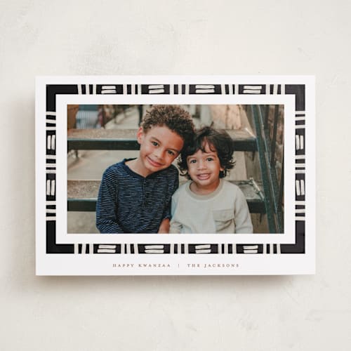 This is a onyx kwanzaa cards with standard by Dawn Pope called kwanzaa pattern arch printing on recycled smooth signature in standard