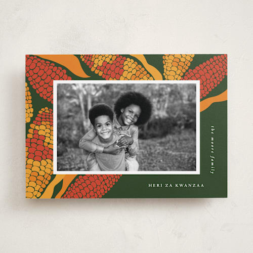 This is a gourd kwanzaa cards with standard by Corinne Malesic called kwanzaa corn printing on recycled smooth signature in standard
