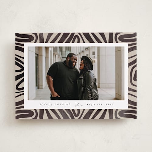 This is a ebony kwanzaa cards with standard by Tamara Hilje called savanna printing on recycled smooth signature in standard