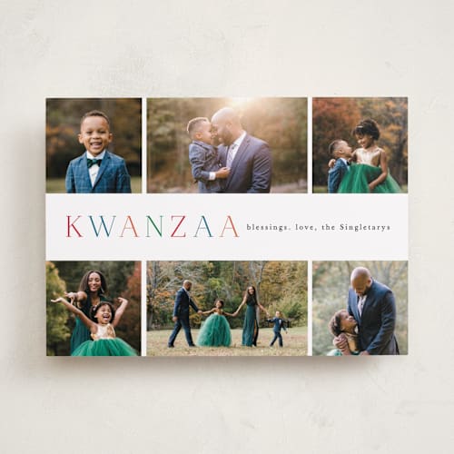 This is a ice kwanzaa cards with standard by Mansi Verma called the grid printing on recycled smooth signature in standard