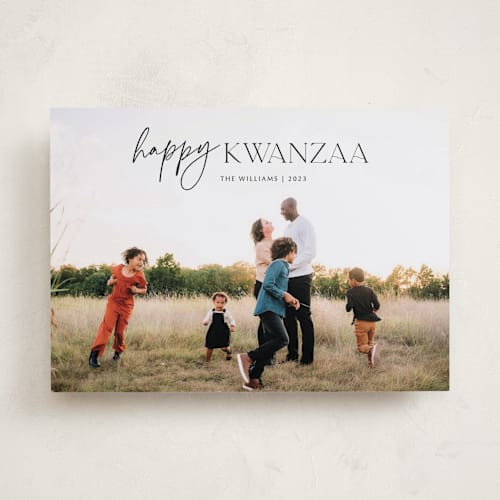 This is a charcoal kwanzaa cards with standard by Elan Studio called modern happy kwanzaa printing on recycled smooth signature in standard