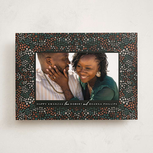 This is a pebble kwanzaa cards with standard by Inkblot Design called collective dots printing on recycled smooth signature in standard