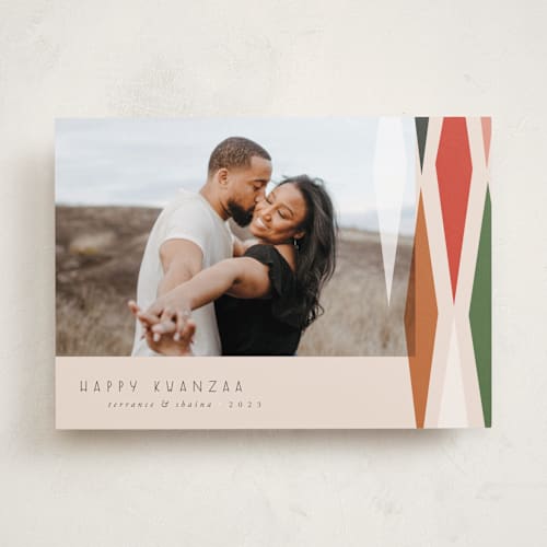 This is a marshmallow kwanzaa cards with standard by Keen Peachy called modern bright kwanzaa printing on recycled smooth signature in standard