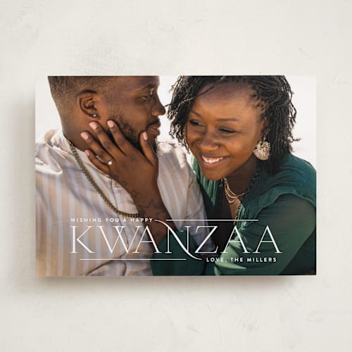 This is a opal kwanzaa cards with standard by Amy Payne called sweeping printing on recycled smooth signature in standard