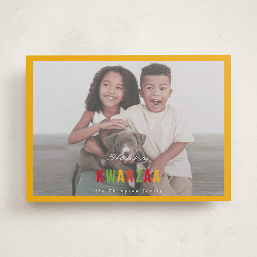 This is a confetti kwanzaa cards with standard by AK Graphics called colored kwanzaa printing on recycled smooth signature in standard