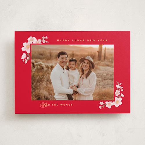 This is a scarlet chinese new year cards by Creo Study called plum goodness printing on recycled smooth signature in standard