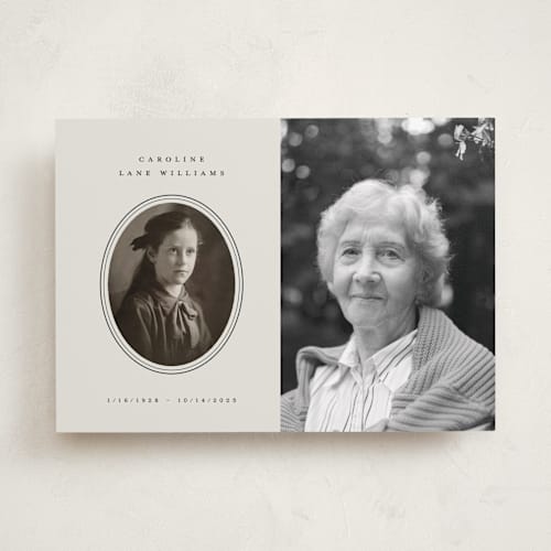 This is a cloud memorial cards with standard by Kelly Watkins called locket printing on recycled smooth signature in standard