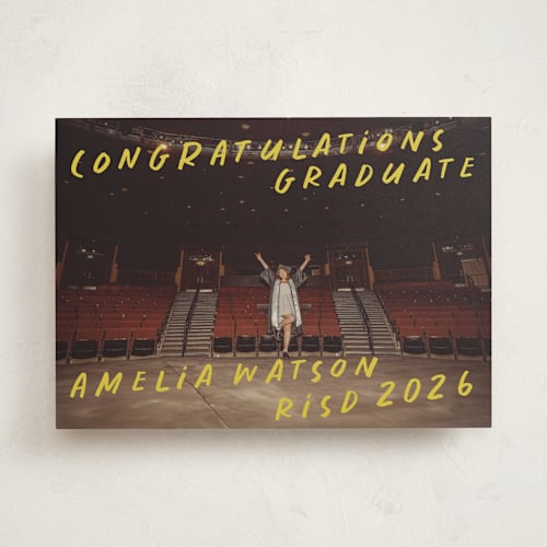 This is a lemoncello graduation announcements with standard by Maja Cunningham called celebration printing on recycled smooth signature in standard