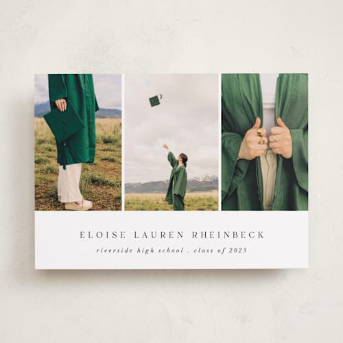 This is a cotton graduation announcements with standard by Morgan Kendall called carousel printing on recycled smooth signature in standard