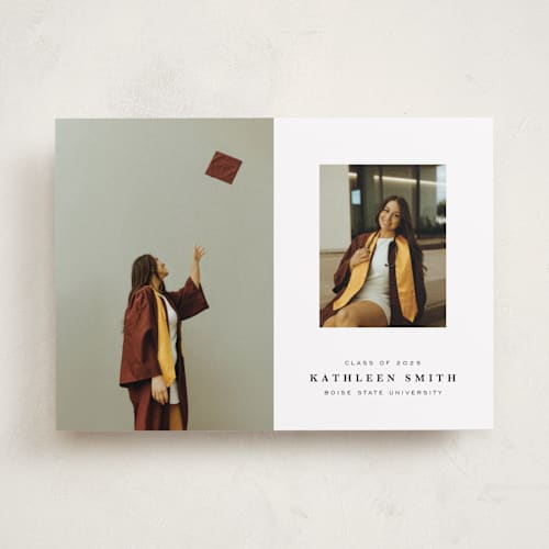 This is a salt graduation announcements with standard by Joyce Pinheiro called go far printing on recycled smooth signature in standard