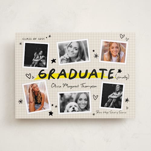 This is a paper graduation announcements with standard by Orasie called grad journal printing on recycled smooth signature in standard