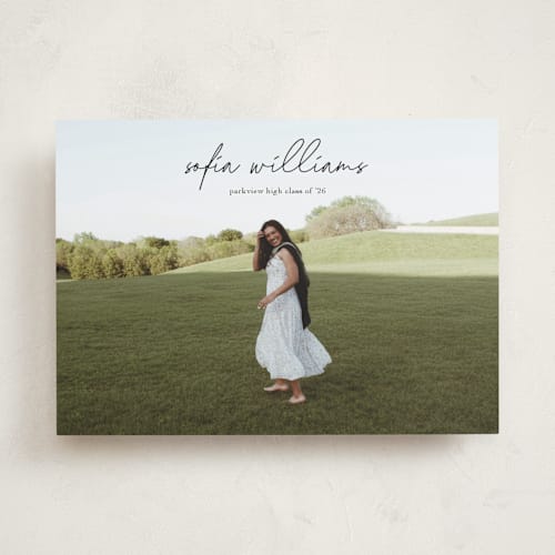 This is a onyx graduation announcements with standard by Eric Ransom called high script printing on recycled smooth signature in standard