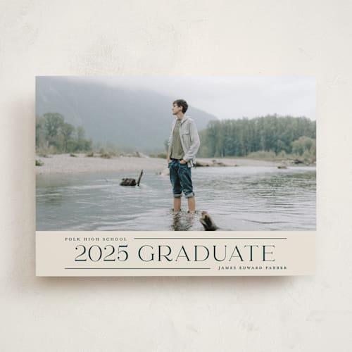 This is a ivory graduation announcements with standard by Erica Krystek called merry trim printing on recycled smooth signature in standard