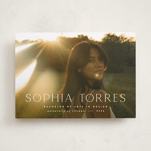 This is a cloud graduation announcements with standard by JoAnn Jinks called elegant name printing on recycled smooth signature in standard