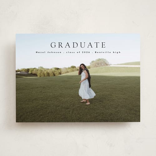 This is a pepper graduation announcements with standard by Bryanna Mehner called minimalism printing on recycled smooth signature in standard