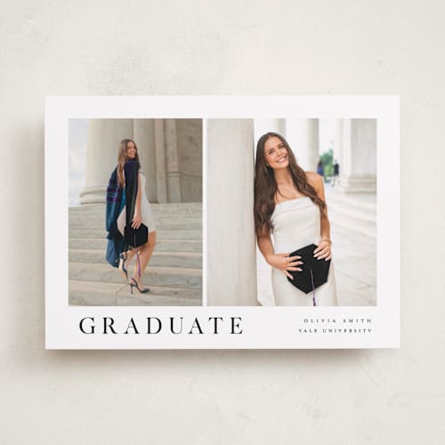 This is a silk graduation announcements with standard by Christy Hy Lee called clean duo printing on recycled smooth signature in standard