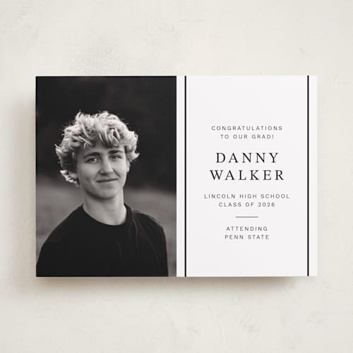 This is a paper graduation announcements with standard by Ani Somi called half and half printing on recycled smooth signature in standard