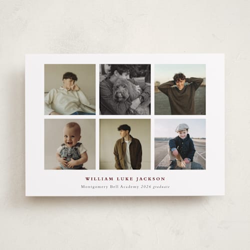 This is a burgundy graduation announcements with standard by Sara Hicks Malone called finley printing on recycled smooth signature in standard