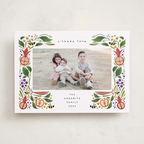 This is a green apple rosh hashanah cards by Grae called bountiful sweetness printing on recycled smooth signature in standard