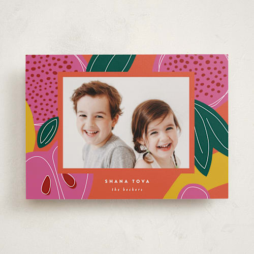 This is a apricot rosh hashanah cards with standard by Jessica Corliss called fruitful celebration printing on recycled smooth signature in standard