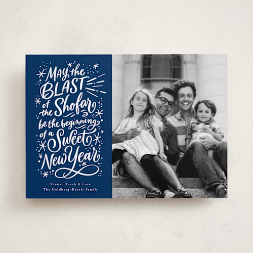 This is a sea rosh hashanah cards with standard by Laura Bolter called blast printing on recycled smooth signature in standard