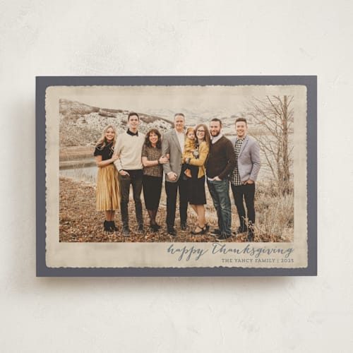 This is a stone thanksgiving cards invitations with standard by Kaydi Bishop called deckled merrier than ever printing on recycled smooth signature in standard