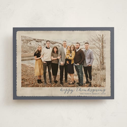 This is a stone thanksgiving cards invitations with standard by Kaydi Bishop called deckled merrier than ever printing on recycled smooth signature in standard