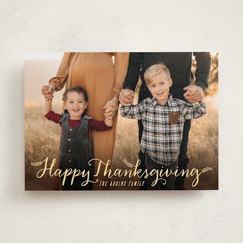 This is a lemon thanksgiving cards invitations with standard by Hooray Creative called happy thanksgiving printing on recycled smooth signature in standard
