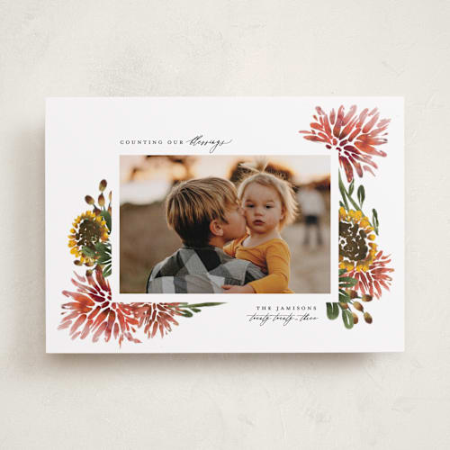 This is a wine thanksgiving cards invitations with standard by Grae called autumn florals printing on recycled smooth signature in standard