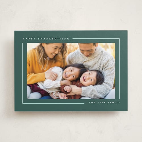 This is a pine thanksgiving cards invitations with standard by Lauren Chism called simply serene printing on recycled smooth signature in standard